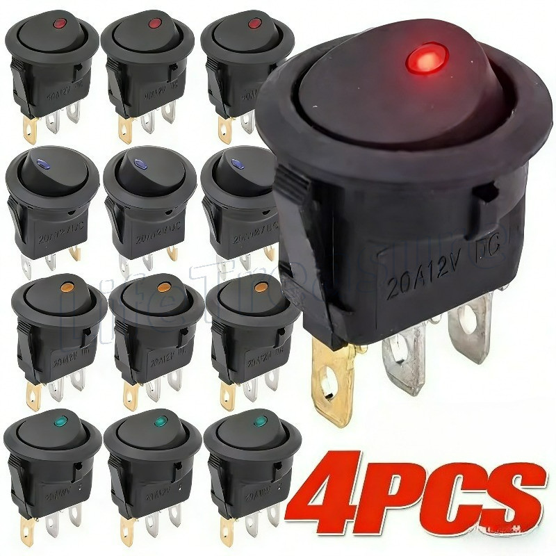 Interruptor De Alternância LED-Controlador De Botão De Carro-Barco 12V Com Luz-3 Pinos ON OFF Cat Eye Light Lamp Control