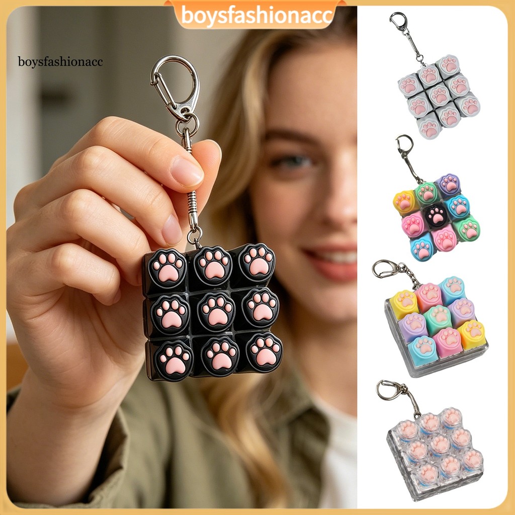 boysfashionacc Cat Paw Keyboard Fidget Toy 9 Em 1 LED Light-up Teclado Chaveiro Botão De Descompressão Dedo Clicker Brin