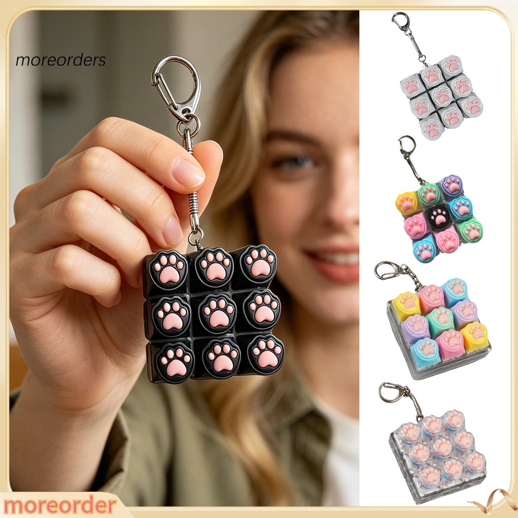 Além Dissoorders Cat Paw Keyboard Fidget Toy 9 Em 1 LED Light-up Teclado Chaveiro Botão De Descompressão Dedo Clicker Br