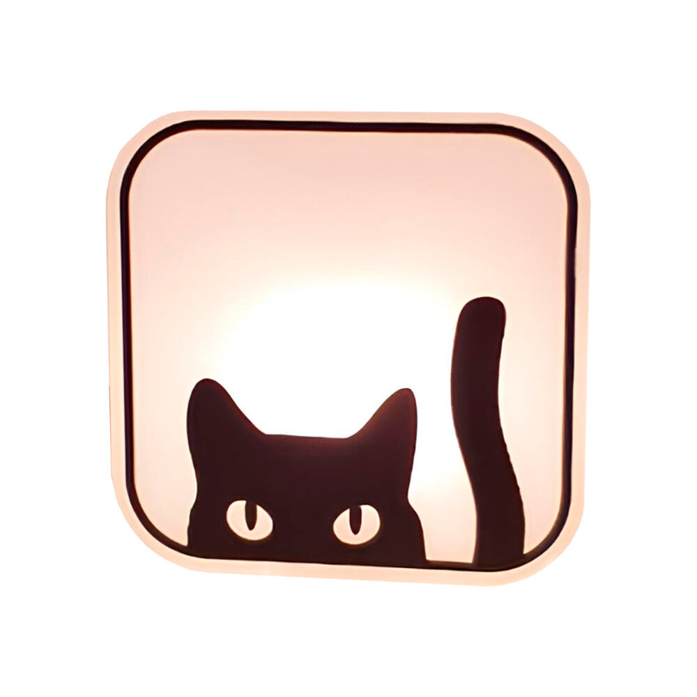 Luminária Box Black Cat Abajur Decorativo Gato Preto  Luz Noturna LED para Quarto e Sala