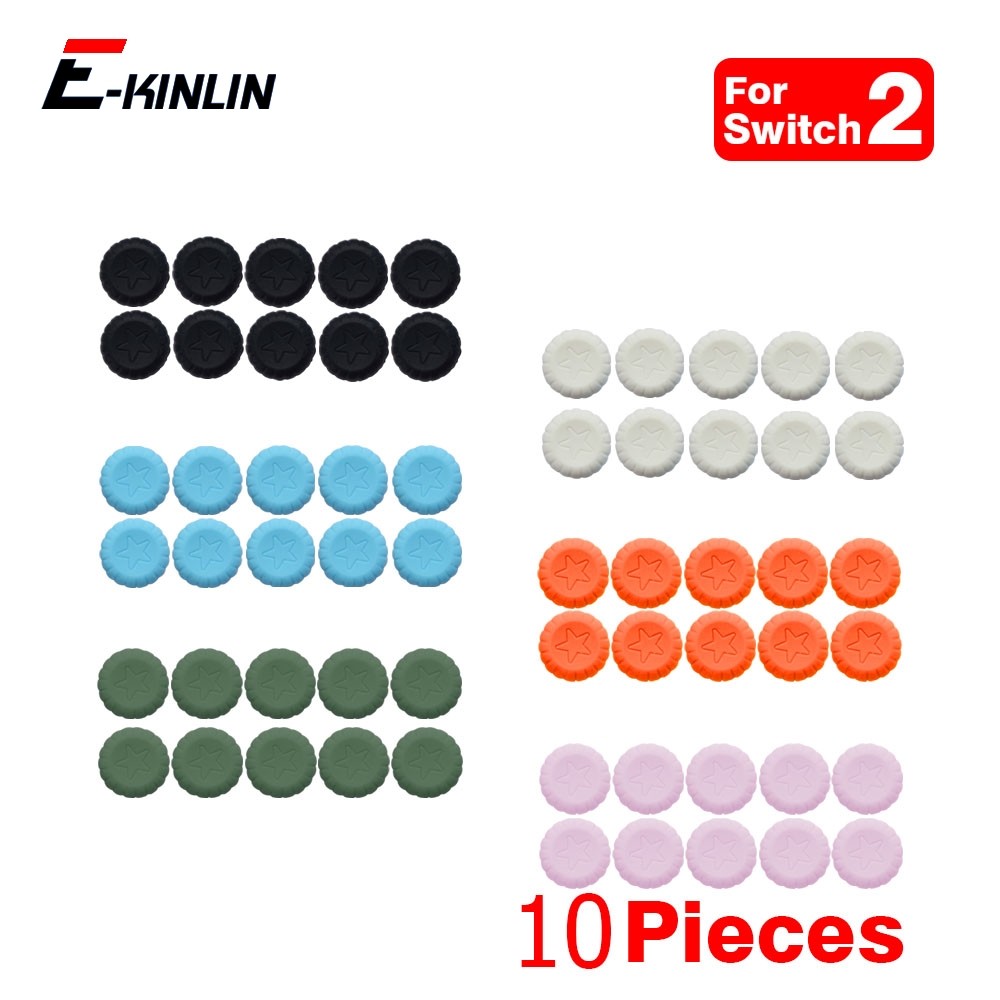 10 PCS Thumbstick Grip Case Joystick Cap Silicone Antiderrapante Para Nintendo Switch 2 Joycon Joy-Con NS2