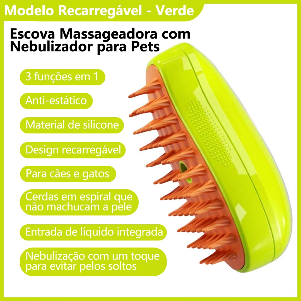 Kit 2 Steam Brush for Cats and Dogs 3 in 1 Electric Hair Brushes Massage Combs, Massagem,Pente Macio