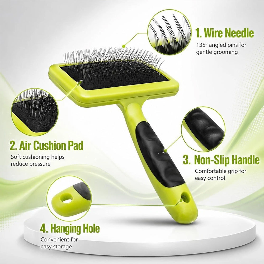 Green Meadow Black Pet Grooming Slicker Brush Dog Cat Stainless Steel Comb Hair Removal Comb