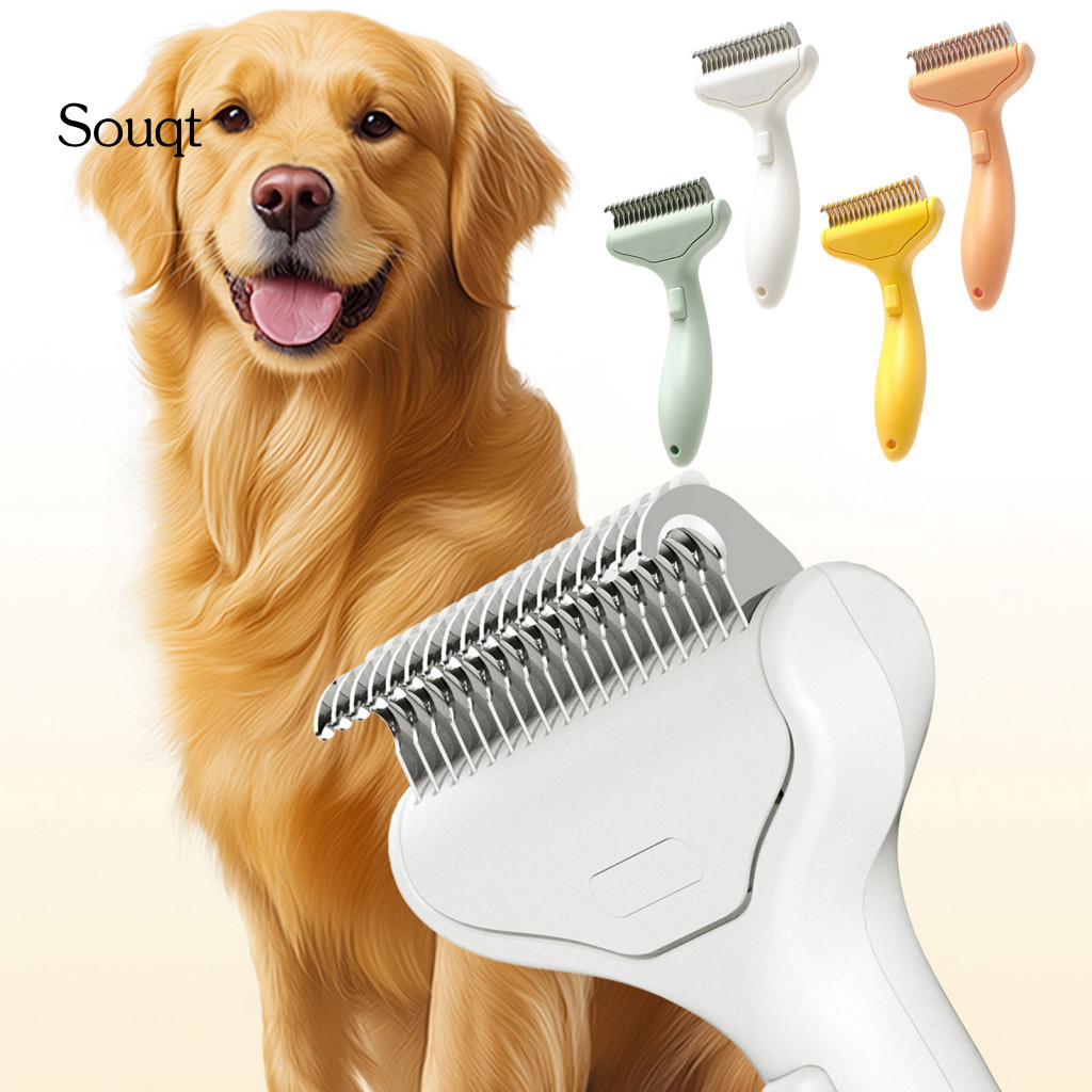 Pet Detangling Comb Deshedding Tool for Dogs Cats – Curved Stainless Steel Teeth Gentle Grooming Dematting Brush for L