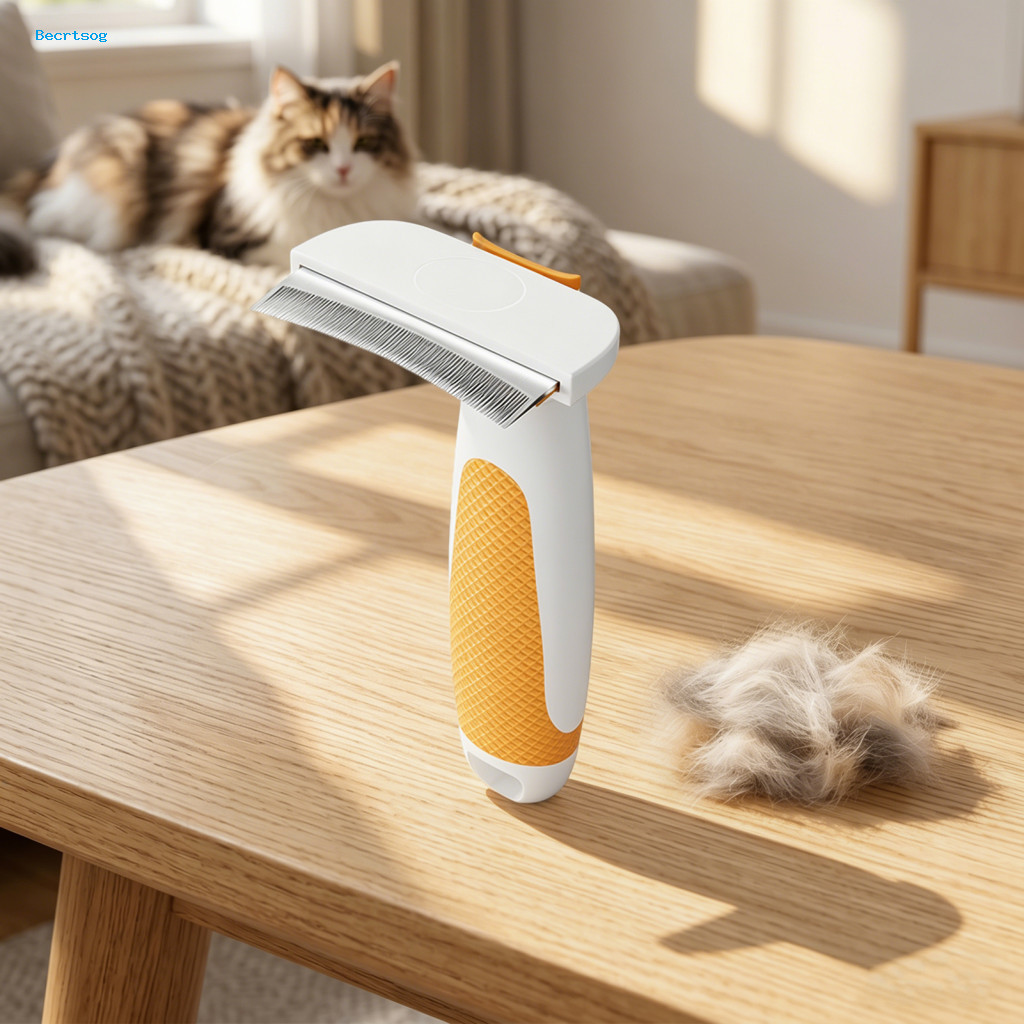 Self-cleaning Pet Brush Comb Detangling Cat Dog Deshedding Curved Head Grooming Tool Removes Loose Fur Tangles Easy Clea
