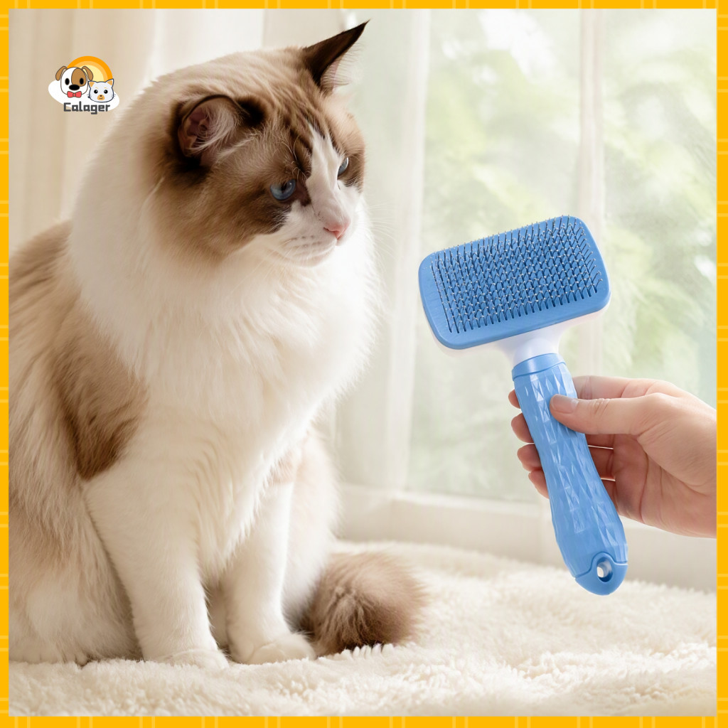 Pet Grooming Brush for Dogs and Cats Hair Remover Comb Self-cleaning for Deshedding with Tips Suitable for Long Short Ea