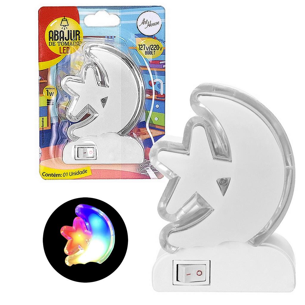 Abajur De Tomada Estrela Luz Noturna Led Infantil Luminaria - Art House
