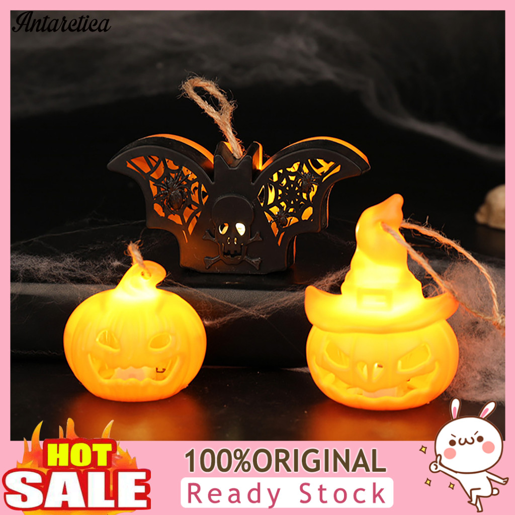Halloween Party Decoration Spooky Led Table Decor Witch Hat Pumpkin Lamp with Bat Skull Hollow Night Light Haunted House