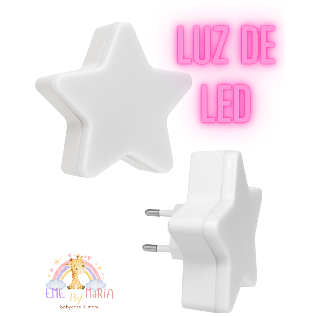 Luminária Infantil Led Luz Buba Noturna Bivolt com Sensor De Luminosidade Iluminação Suave Estrela
