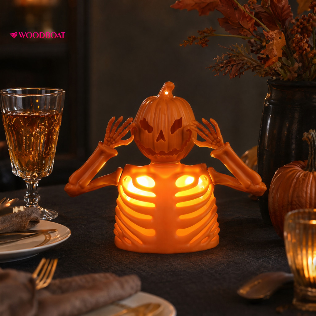 Skull Halloween Decoration Led Pumpkin Night Light Spooky Glowing Ghost Decor for Haunted House Table Centerpiece Perfec