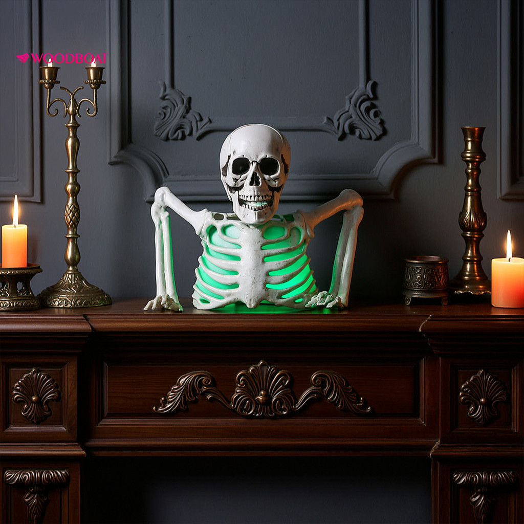Halloween Decoration Party Decor Skeleton with Green Led Light Haunted House Yard Art Spooky Night Terror Prop for for S