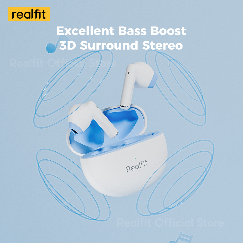 New Realfit F2 TWS Fone de Ouvido Bluetooth Alta Qualidade Latência Baixa Fones de Ouvido com AI ENC para Uso Diário