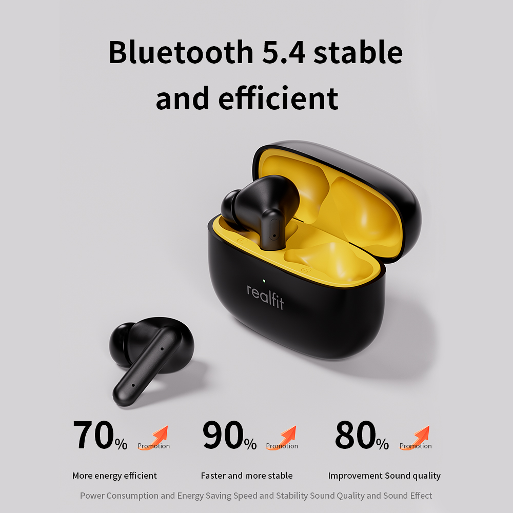Realfit F3 Fones De Ouvido TWS 38dB Com Cancelamento De Ruído 360 Áudio Espacial À Prova D'água Graves Ricos Esportivos