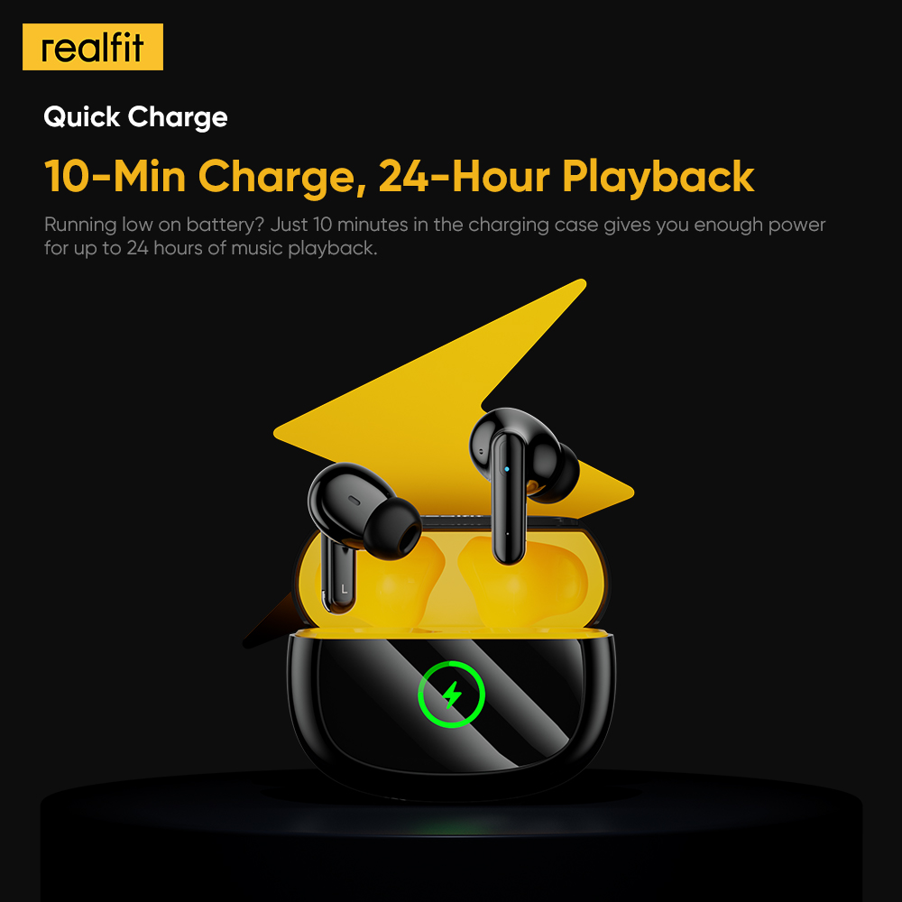 Realfit F3 Ultra Fones De Ouvido TWS Graves Mais Profundos 45dB ANC Com Cancelamento De Ruído 50H Playtime App Eq Config