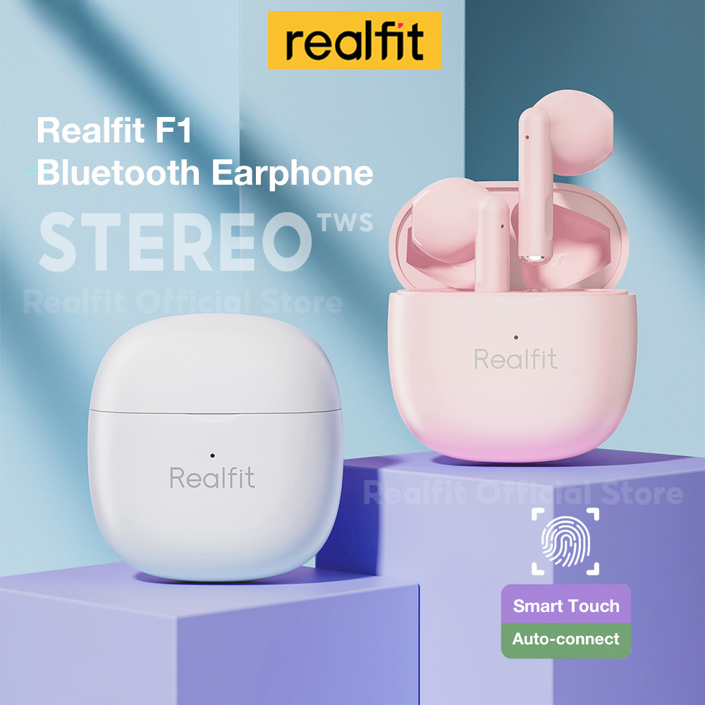 Fone de Ouvido Bluetooth TWS Realfit F1 Mini Sem Fio Esportivo para Jogos com Microfone Chamada e Vídeo