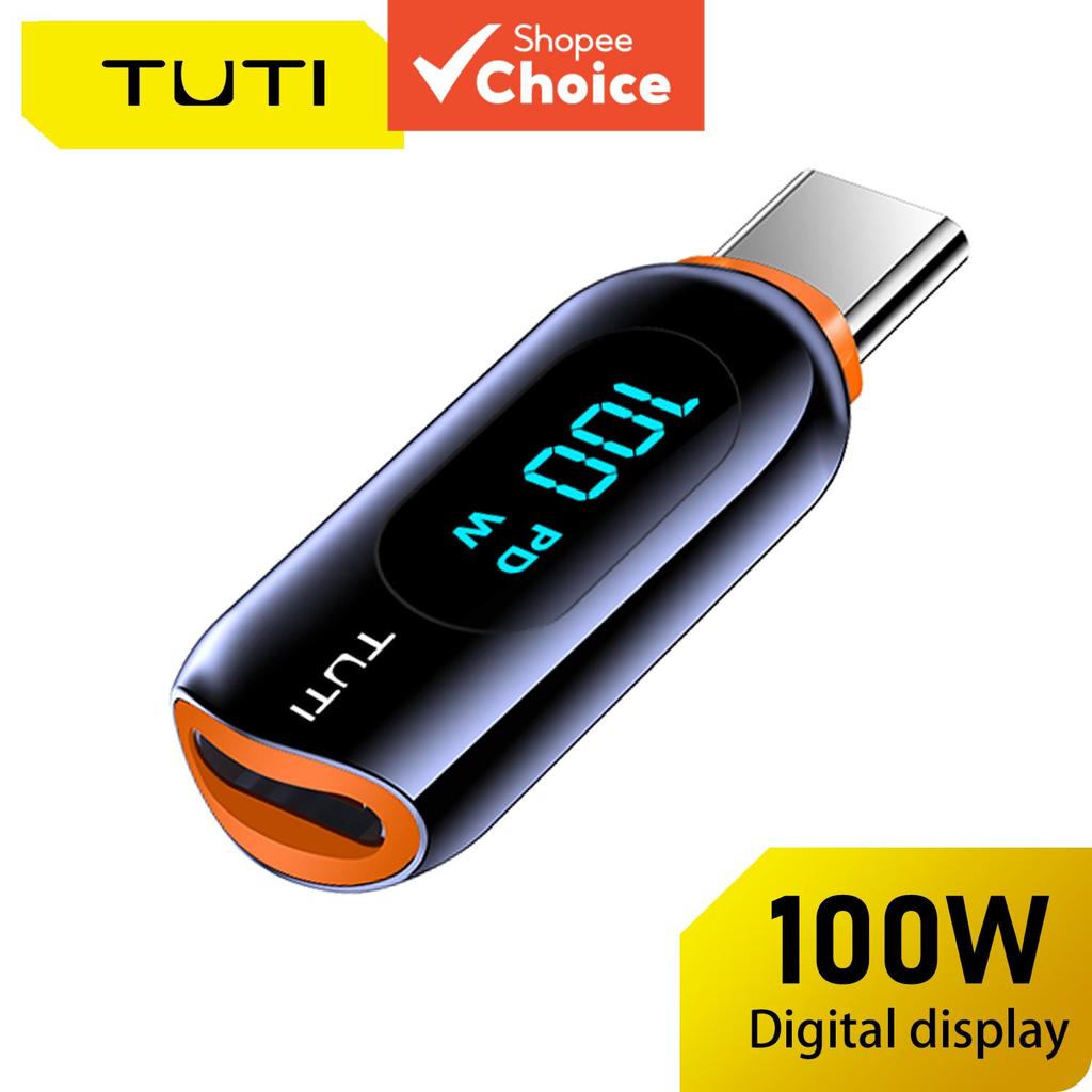 Adaptador de extensão USB-C 100 W TUTI com medidor de potência e display digital Tipo-C para laptops, iPhones, iPads e