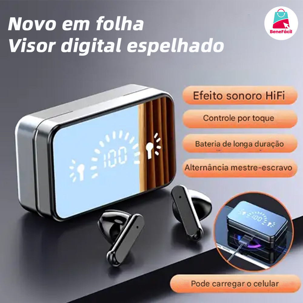Fones de Ouvido Esportivos S20/E6S TWS Bluetooth 5.2 com Estojo Portátil, Toque Sensível e Resistência à Água