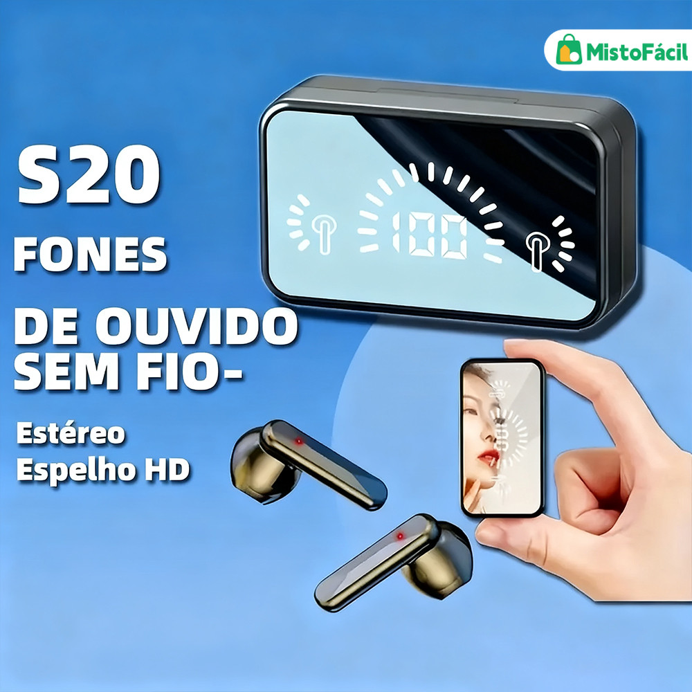 S20/E6S Fones Intra-auriculares à Prova D'água com Bluetooth 5.2, Som Estéreo de Alta Qualidade e Controle por Toque