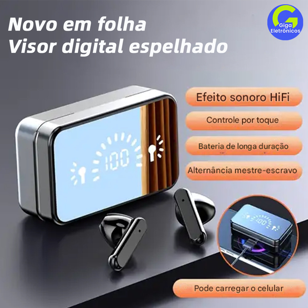 Fones de Ouvido Esportivos S20/E6S TWS Bluetooth 5.2 com Estojo Portátil, Toque Sensível e Resistência à Água