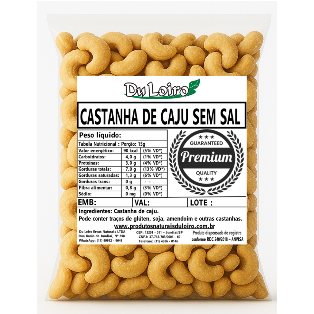 Castanha de Caju Torrada Inteira Sem sal W1 Premium