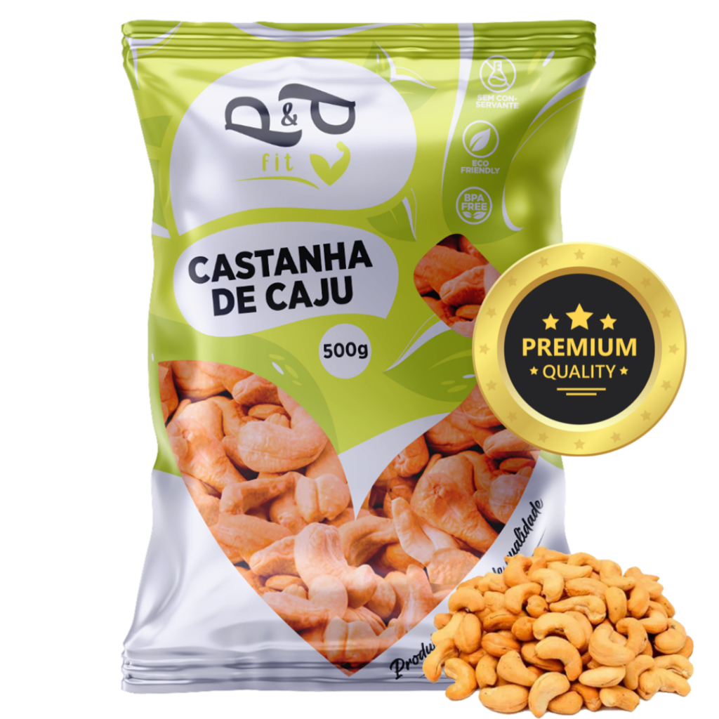 Castanha de Caju W1 INTEIRA Torrada (com ou sem sal) 500g Premium - P&P​