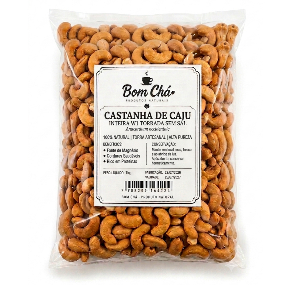 Castanha de Caju inteira 1k W1 Torrada Sem Sal 100% Natural Crocante