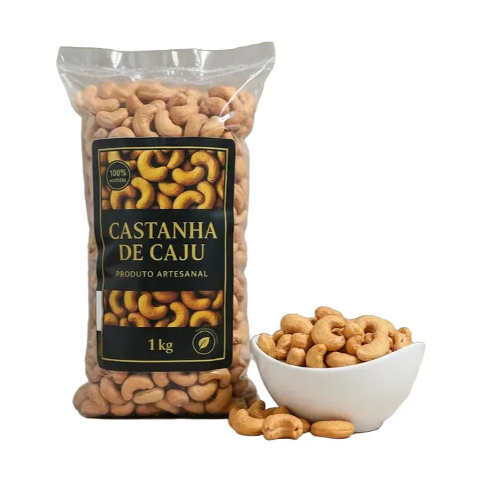 Castanha de Caju W1 Inteira Premium - 500g / 1kg / 2kg - Torrada caseira, natural com sal e sem sal
