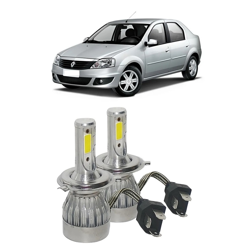 Par Lampadas Super LED Farol Renault Logan 2011 2012 2013 6000k H4