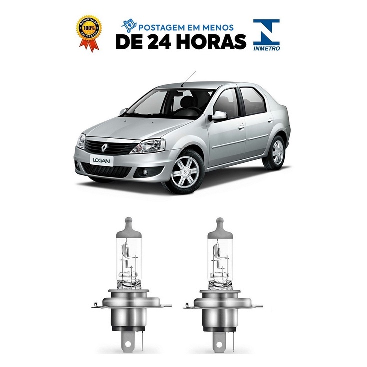 Par Lampada Farol Renault Logan 2011 2012 2013 H4