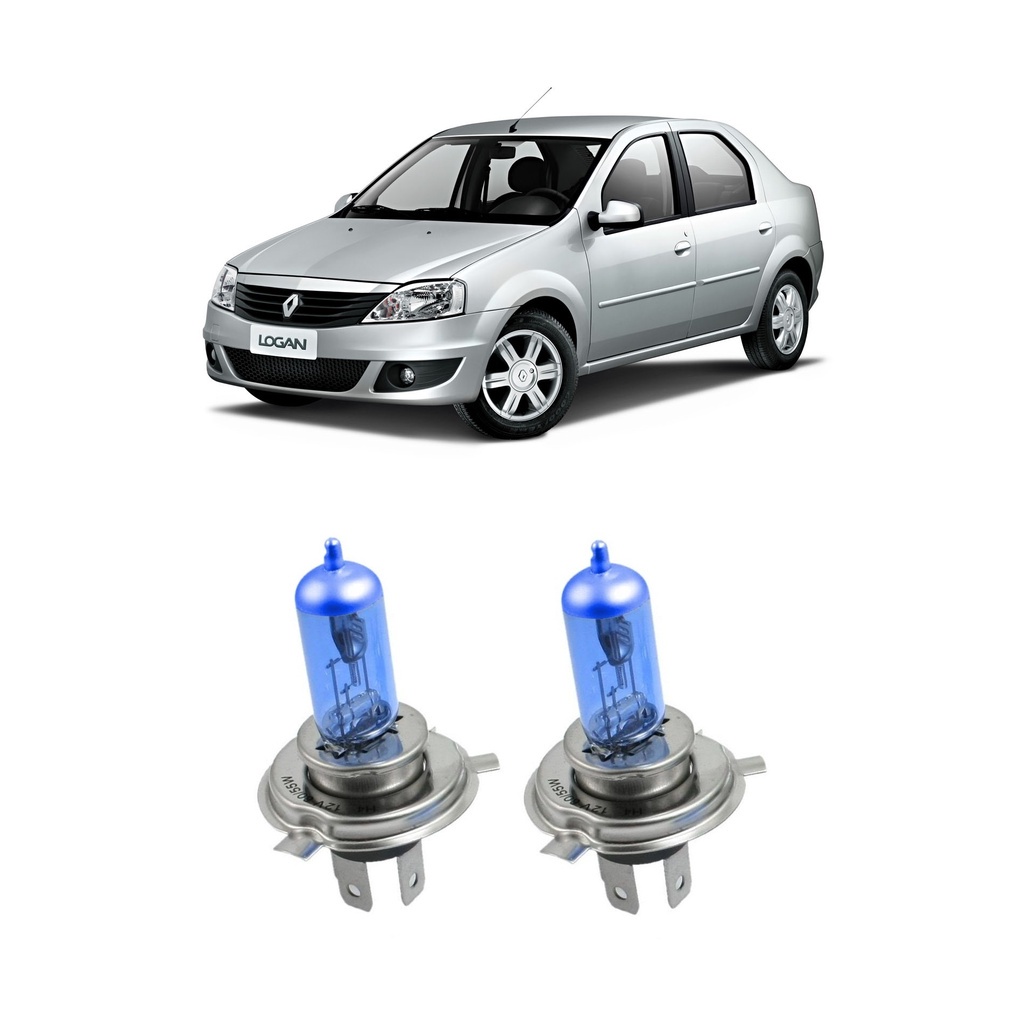 Par Lampadas Super Brancas Farol Renault Logan 2011 2012 2013 8500k H4