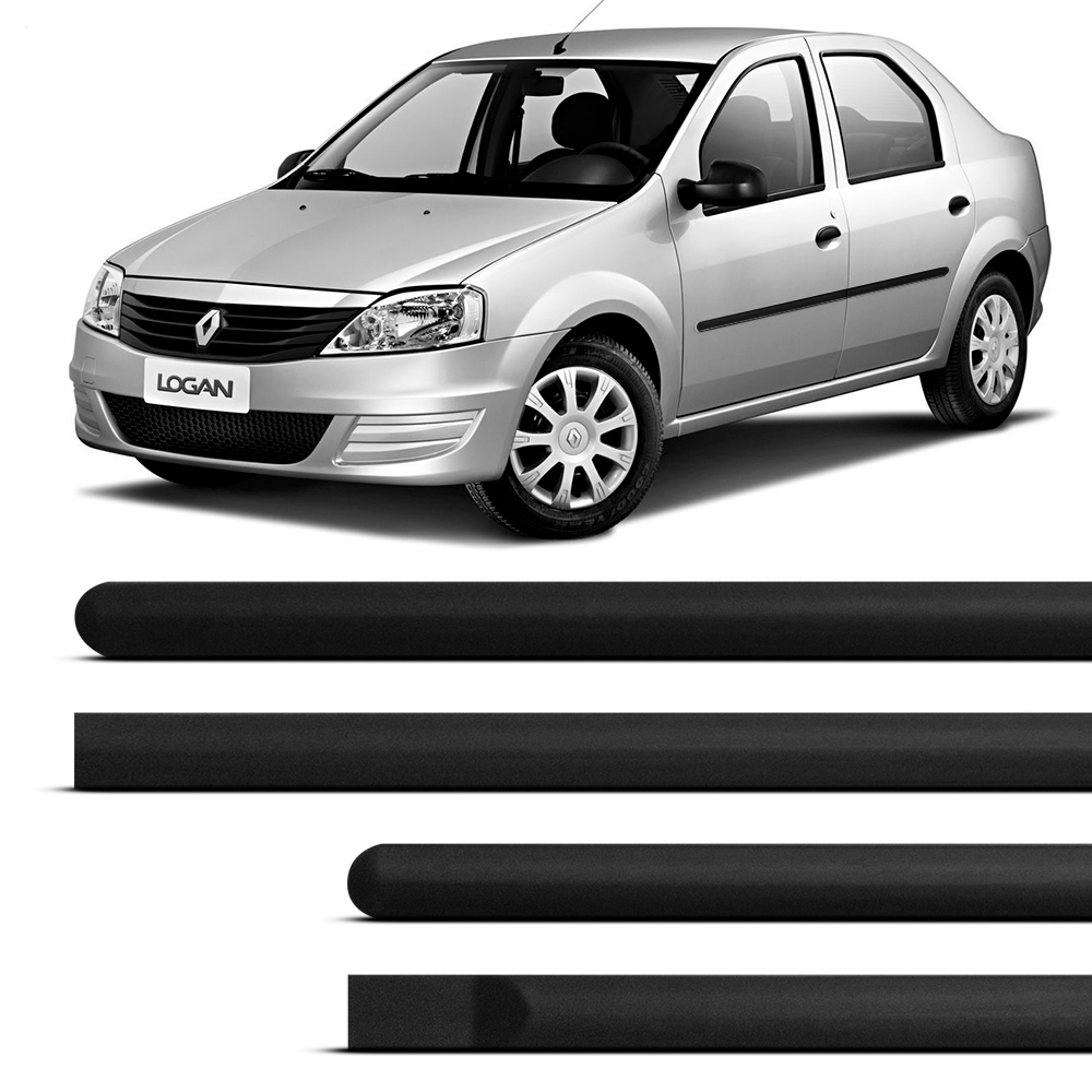 Friso Proteção Faixa Lateral Borrachao Renault Logan Preto Fino 2008 2009 2010 2011 2012 2013 2014