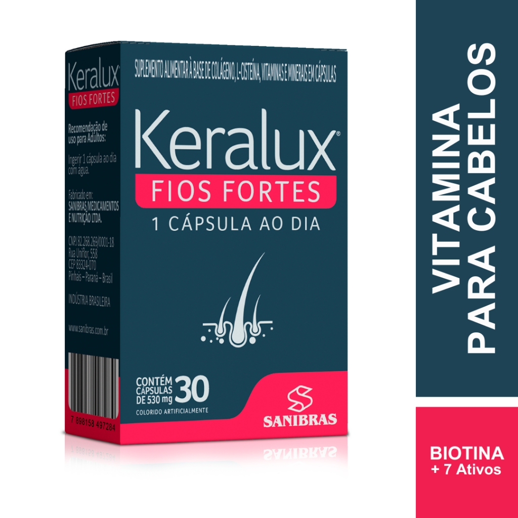 Keralux Fios Fortes - Biotina + Queratina Vitamina para Cabelos