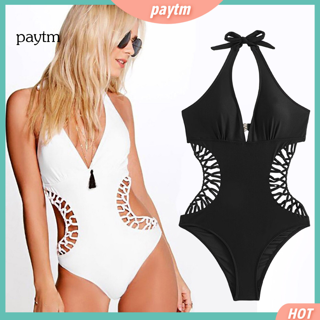 Beach Resort Swimsuit Women’s Summer Monokini – Hollow Out Braided Halter Neck Backless High Waist Quick-dry Soft Ba