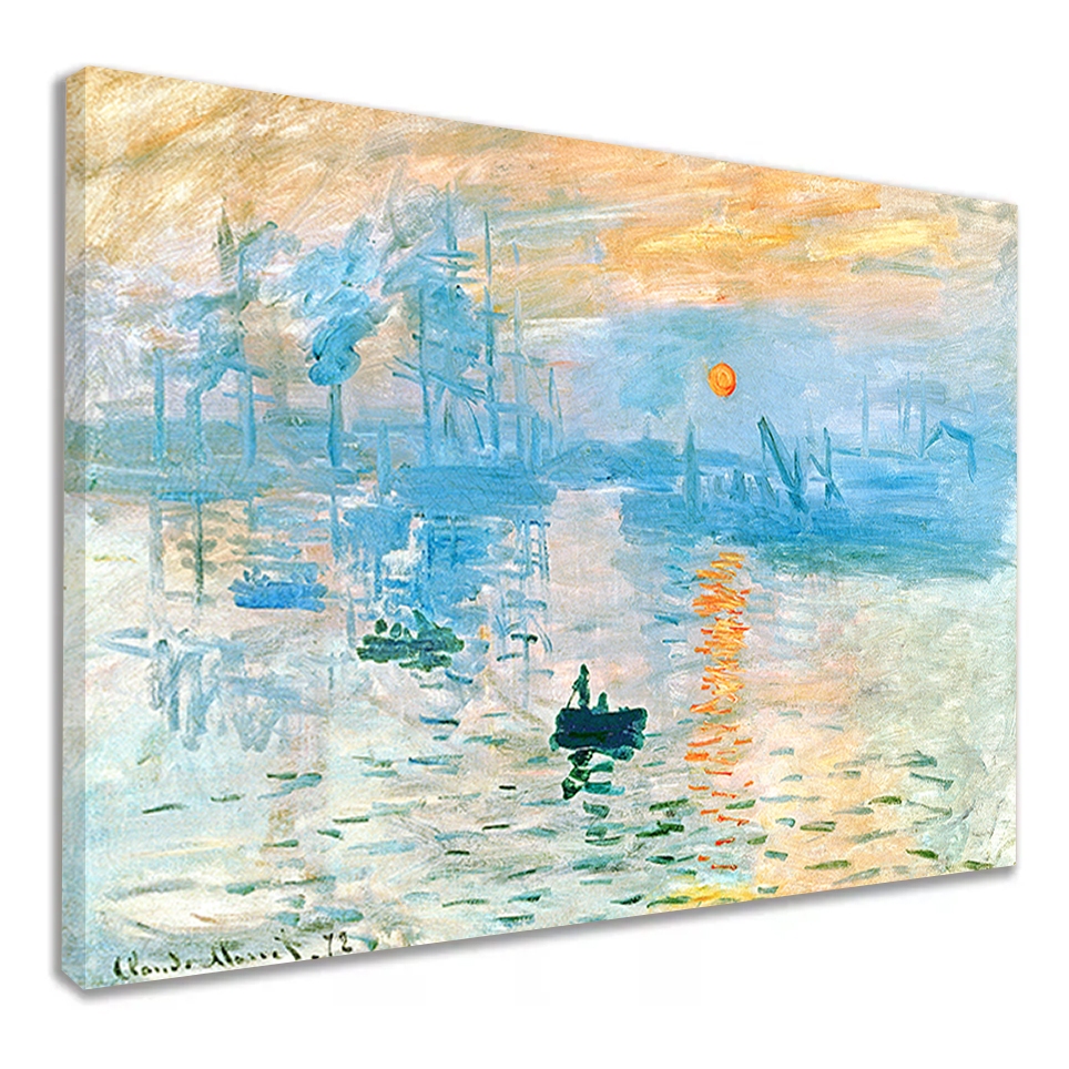 Quadro Decorativo Casa Barco no Lago ao Pôr do Sol Estilo Pintura Sala Impressão em Tela Canvas