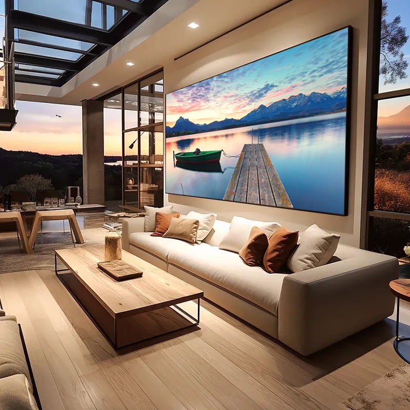 Quadro Decorativo Paisagem Barco e Pier no Lago