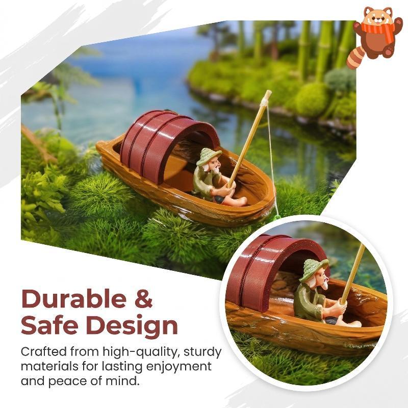 [AP] Modelo De Barco De Pescador Flutuante Feito À Mão Para Decoração De Aquário E Lago TH