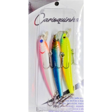 kit de isca carioquinha  3 em 1  pesca artificial  pra rio mar pesqueiros e lagos pescaria de encosta  caiaque  barco