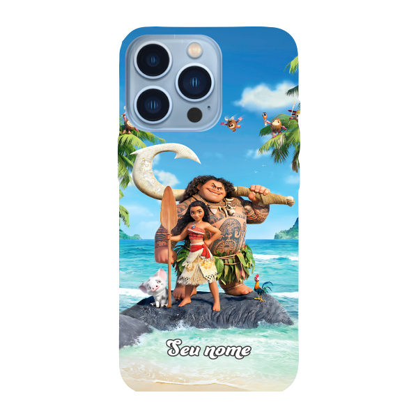 Capinha para iPhone 13 Pro Max Anti Impacto Personalizada - Moana e Maui com nome