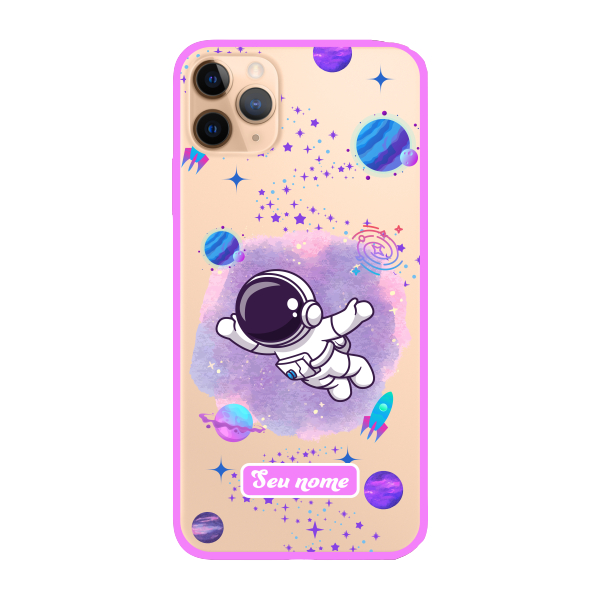 Capinha para iPhone 11 Pro Max Anti Impacto Personalizada - Astronauta - Transparente com nome