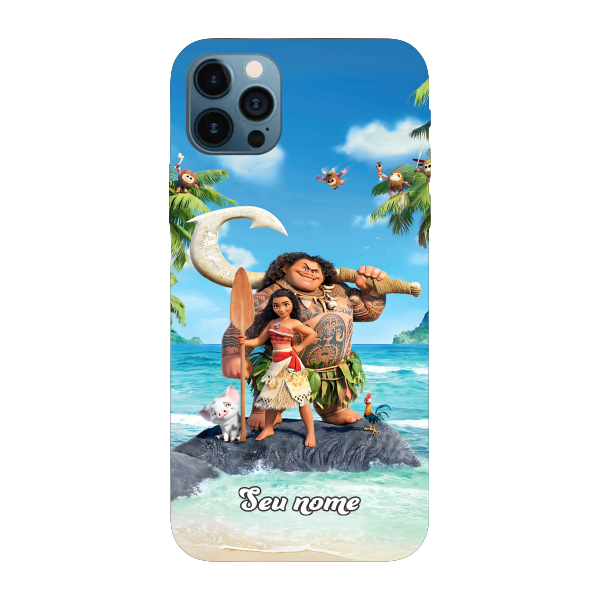 Capinha para iPhone 12 Pro Max Anti Impacto Personalizada - Moana e Maui com nome