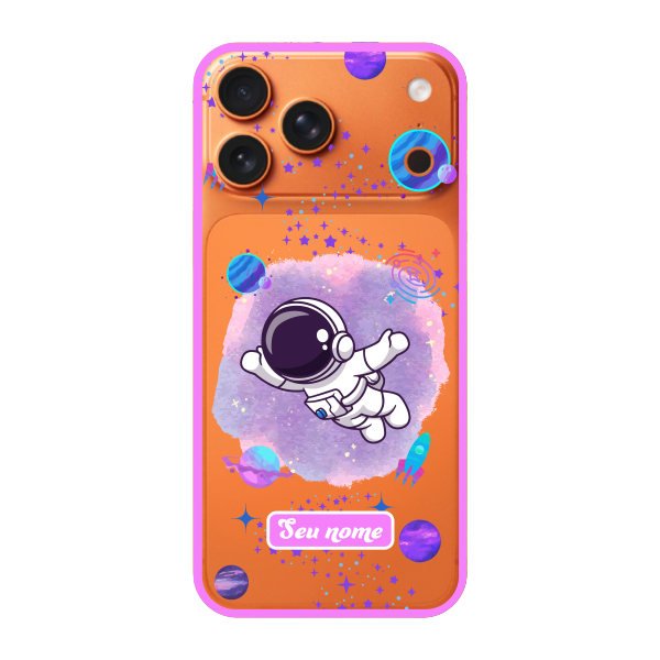 Capinha para iPhone 17 Pro Max Anti Impacto Personalizada - Astronauta Transparente com nome