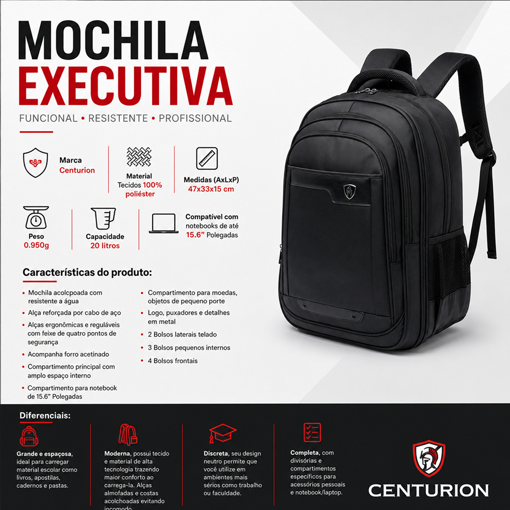Mochila Masculina Notebook Trabalho Faculdade Premium