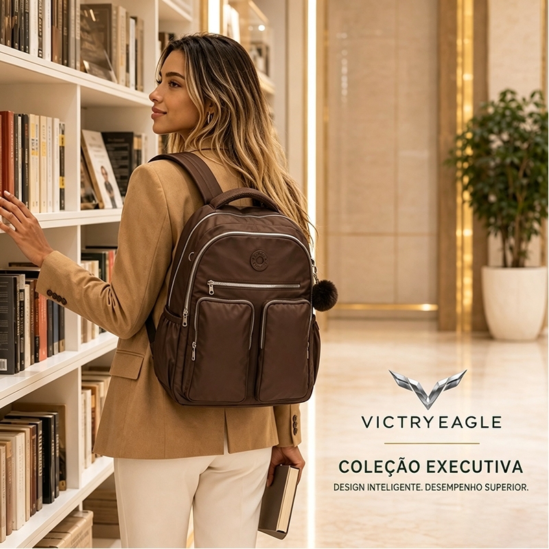 Mochila Feminina Impermeável Nylon 2 Bolsos Fechados Externo Premium Notebook Faculdade Viagem
