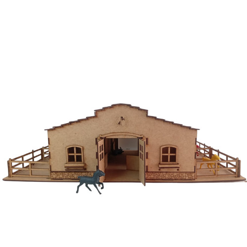 Mini Estábulo Brinquedo Fazendinha, Celeiro, Mdf Cru