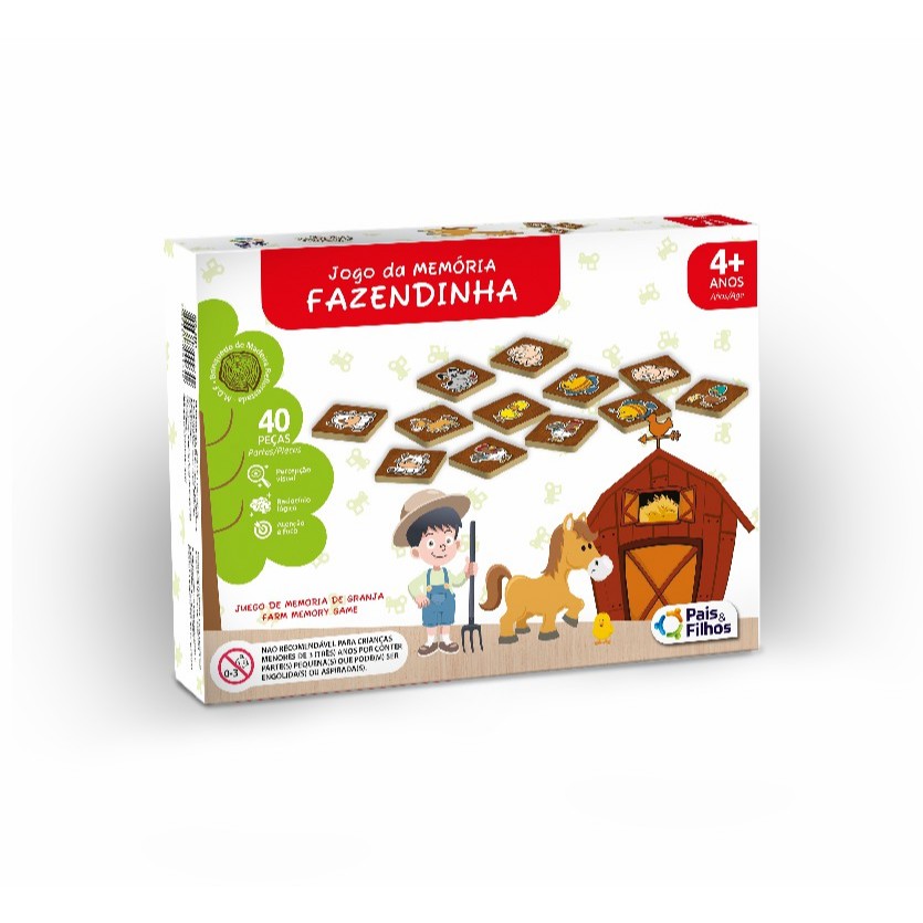 Jogo Da Memória Infantil Brinquedo Pedagógico Mdf Fazendinha