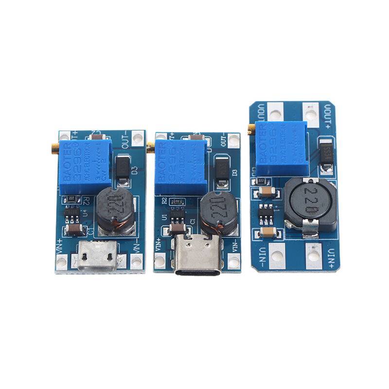 ADS 1pc MT3608 Módulo Step Up Ajustável Regulador De Tensão Micro USB Tipo-c Plug 2V-24V A 5V-28V 2A Placa De Impulso BR