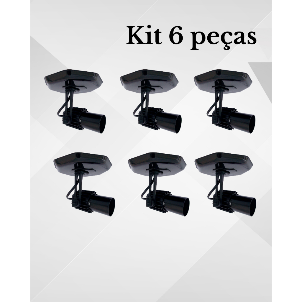 Spot Luminaria Kit 6 unidades Simples Branco ou Preto Aletado Articulado Sobrepor Teto Iluminação