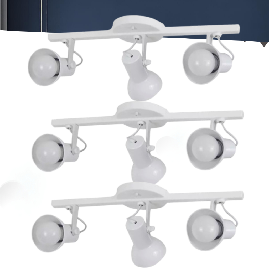 Kit Spot Trilho Triplo 3 peças Luminária Direcionável  BRANCO OU PRETO Sobrepor Teto