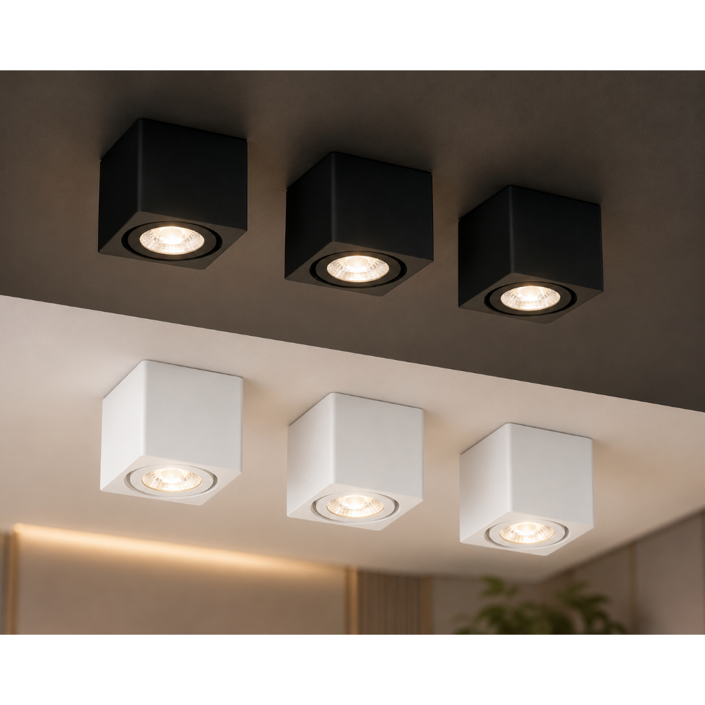 Kit 3 Spot Sobrepor Teto Beiral Para Lampada Dicroica Preto Direcionável + Lâmpada Inclusa