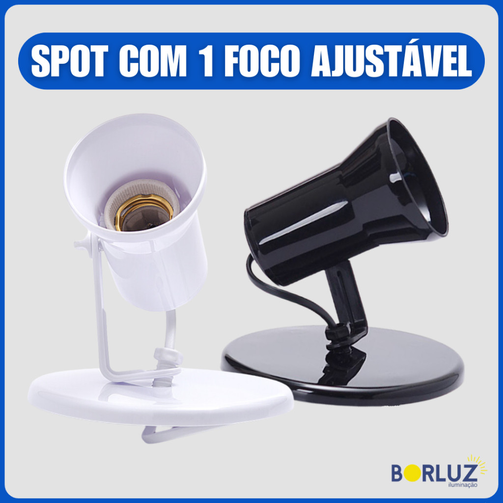Luminária Spot Led Sobrepor Para Teto e Parede 1 Foco Ajustável 360º Bivolt 110v 220v Área Interna